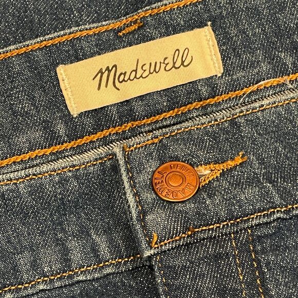 ~ Madewell 34 Skirt Stretch Denim A-Line Blue Medium Wash Pockets Zip Plus 18 - Picture 3 of 14